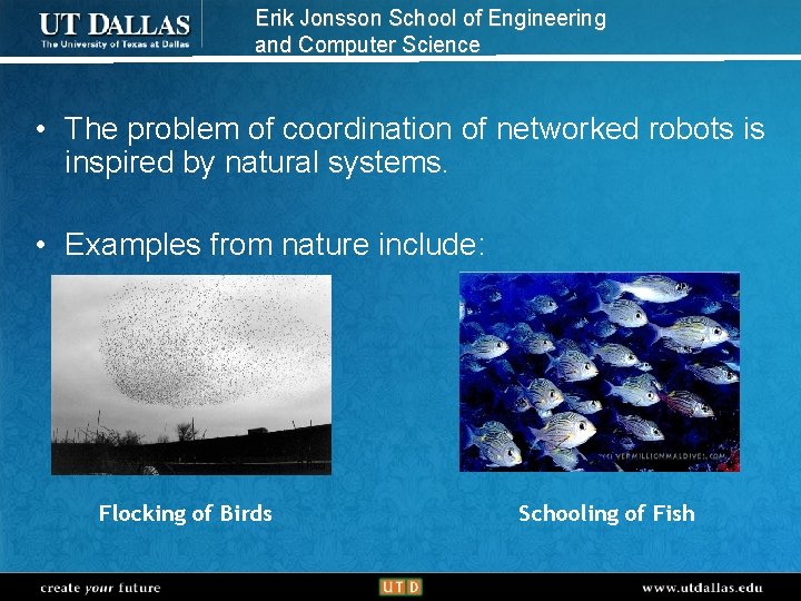 Erik Jonsson School of Engineering and Computer Science • The problem of coordination of
