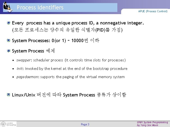 Process Identifiers APUE (Process Control) Every process has a unique process ID, a nonnegative