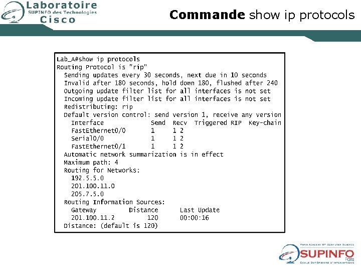 Commande show ip protocols 