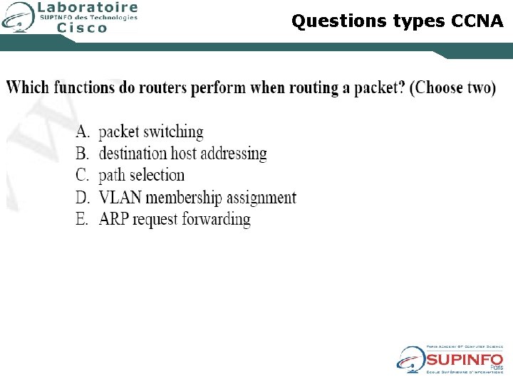 Questions types CCNA 