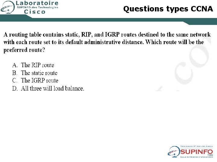 Questions types CCNA 