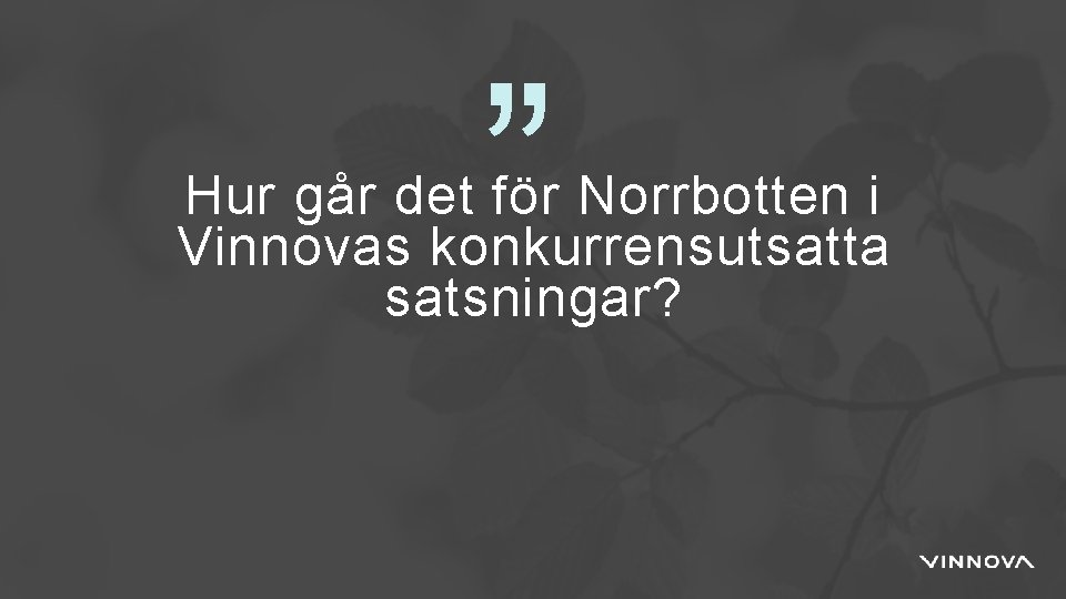” Hur går det för Norrbotten i Vinnovas konkurrensutsatta satsningar? 