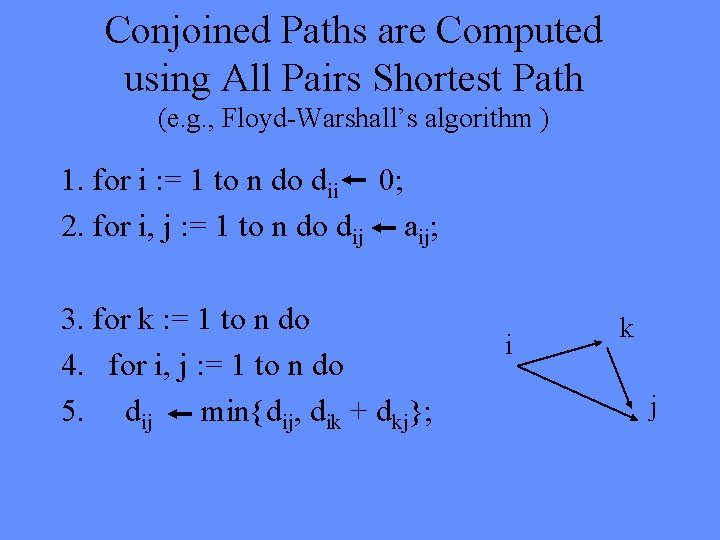 Conjoined Paths are Computed using All Pairs Shortest Path (e. g. , Floyd-Warshall’s algorithm