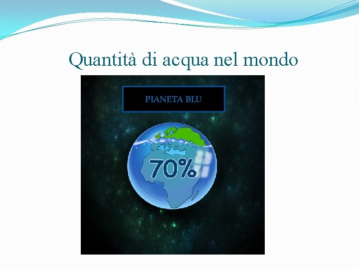 Quantità di acqua nel mondo PIANETA BLU 