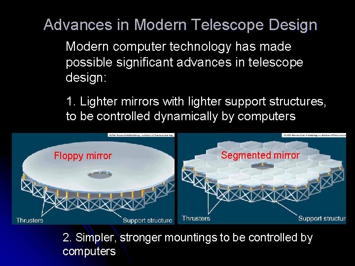 Advances in Modern Telescope Design Modern computer technology has made possible significant advances in