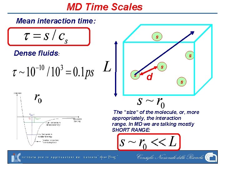 MD Time Scales Mean interaction time: s Dense fluids: s s s d s