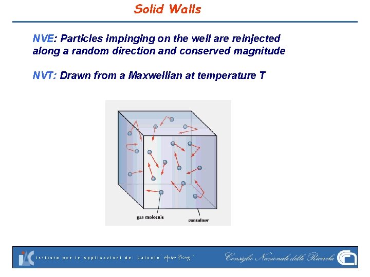 Solid Walls NVE: Particles impinging on the well are reinjected along a random direction