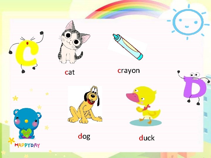 crayon cat dog duck 