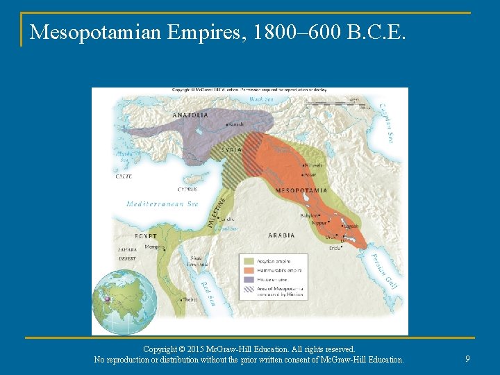 Mesopotamian Empires, 1800– 600 B. C. E. Copyright © 2015 Mc. Graw-Hill Education. All