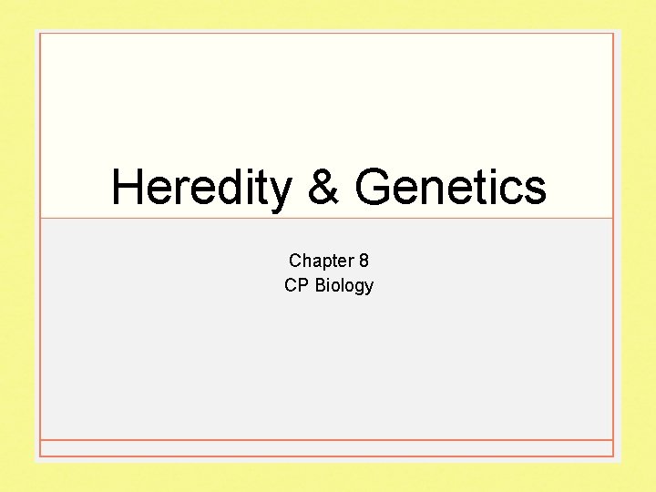 Heredity & Genetics Chapter 8 CP Biology 