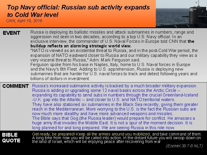 Top Navy official: Russian sub activity expands to Cold War level CNN, April 19, Top Navy official: Russian sub activity expands to Cold War level CNN, April 19,