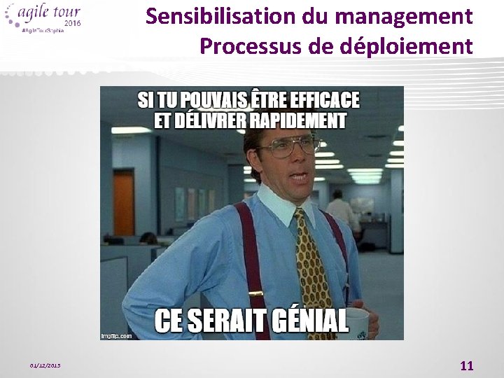 Sensibilisation du management Processus de déploiement 01/12/2015 11 