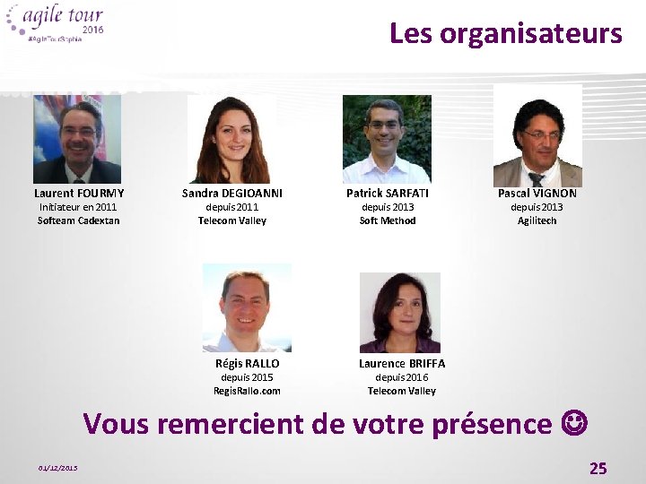 Les organisateurs Laurent FOURMY Initiateur en 2011 Softeam Cadextan Sandra DEGIOANNI depuis 2011 Telecom