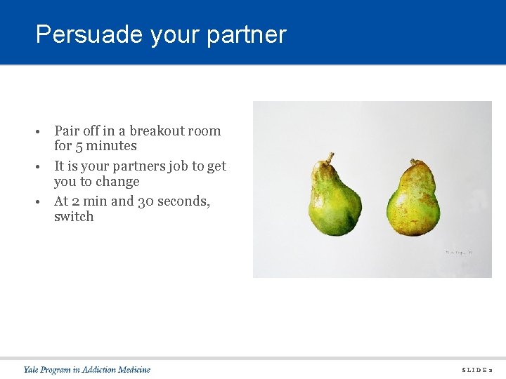 Persuade your partner • Pair off in a breakout room for 5 minutes •