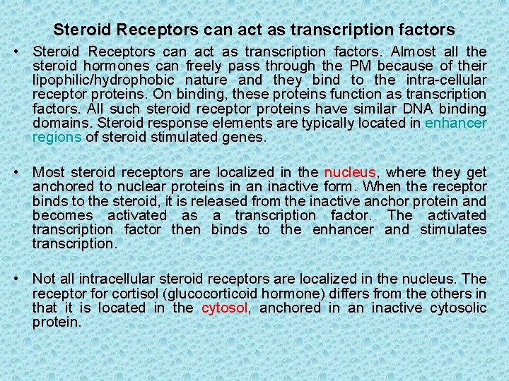 Steroid Receptors can act as transcription factors • Steroid Receptors can act as transcription