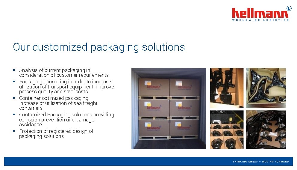 Our customized packaging solutions § Analysis of current packaging in consideration of customer requirements