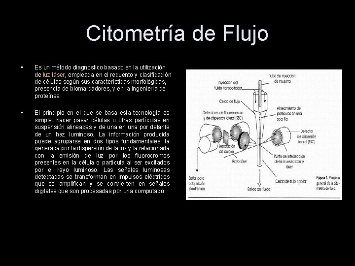 Citometría de Flujo • Es un método diagnostico basado en la utilización de luz