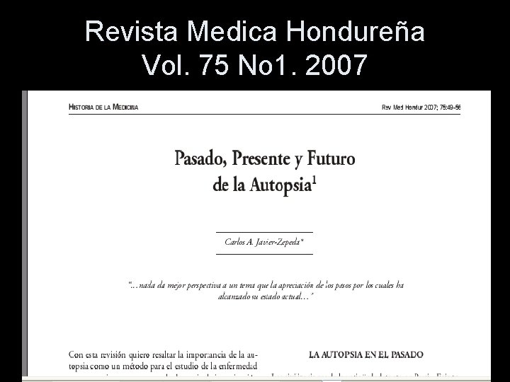 Revista Medica Hondureña Vol. 75 No 1. 2007 