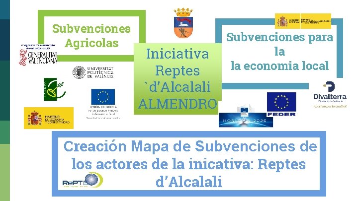 Subvenciones Agricolas Iniciativa Reptes `d’Alcalali ALMENDRO Subvenciones para la la economia local Creación Mapa