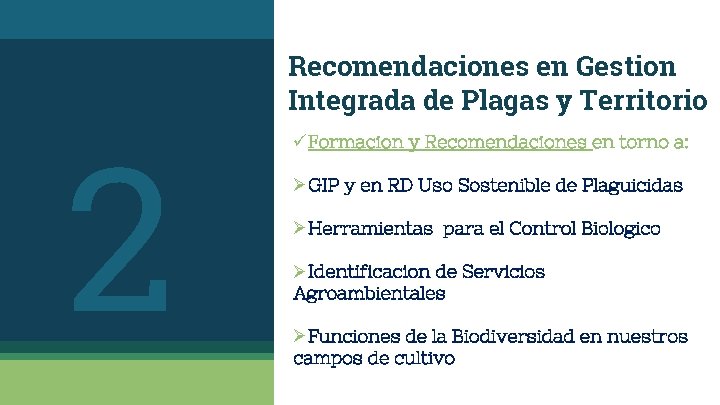 2 Recomendaciones en Gestion Integrada de Plagas y Territorio üFormacion y Recomendaciones en torno