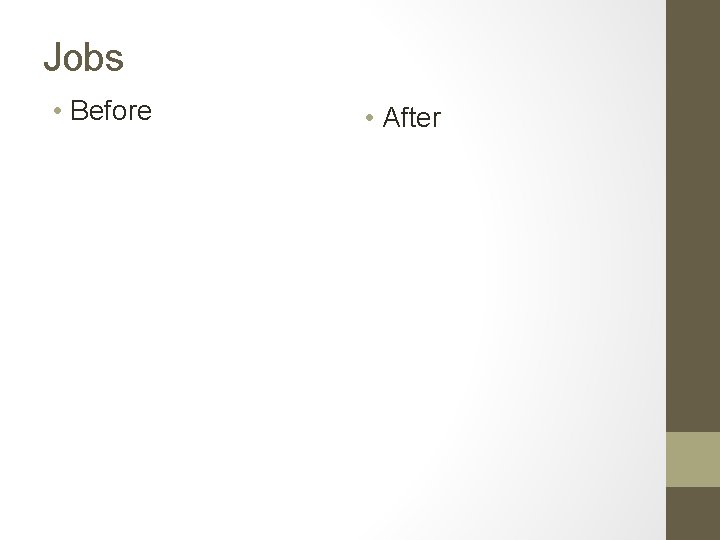 Jobs • Before • After 