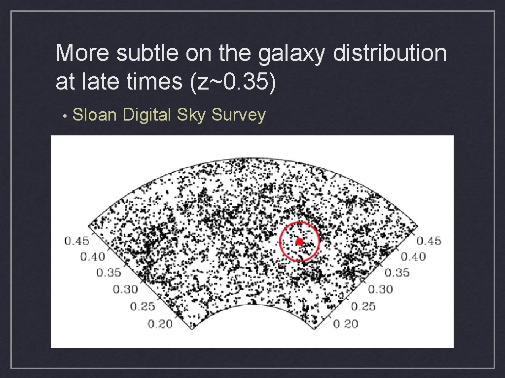 More subtle on the galaxy distribution at late times (z~0. 35) • Sloan Digital More subtle on the galaxy distribution at late times (z~0. 35) • Sloan Digital