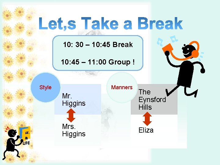  10: 30 – 10: 45 Break 10: 45 – 11: 00 Group !