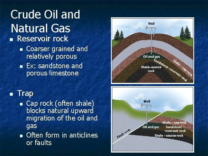 Crude Oil and Natural Gas n Reservoir rock n n n Coarser grained and Crude Oil and Natural Gas n Reservoir rock n n n Coarser grained and