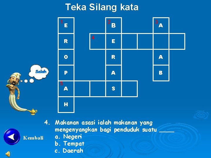 Teka Silang kata 1 R 5 2 E 4 B 3 A E O