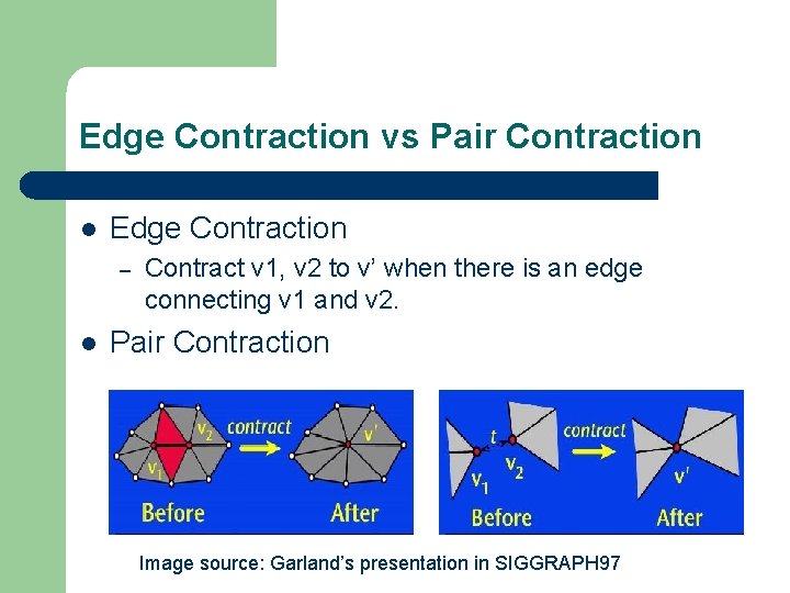 Edge Contraction vs Pair Contraction l Edge Contraction – l Contract v 1, v Edge Contraction vs Pair Contraction l Edge Contraction – l Contract v 1, v