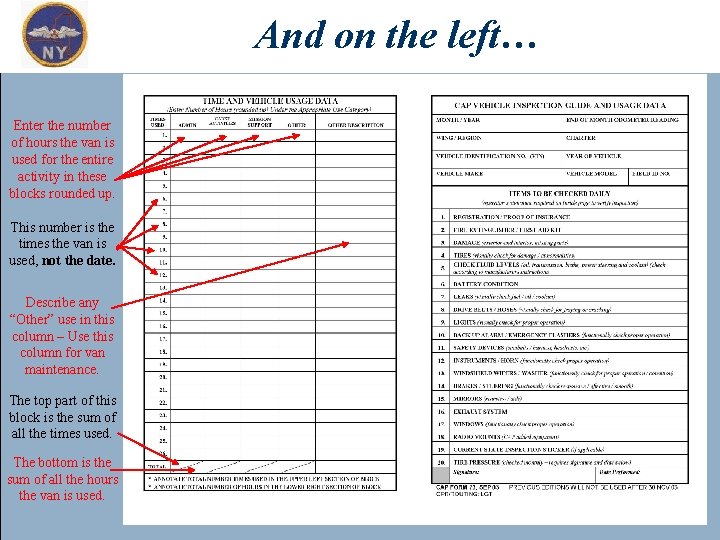 And on the left… Enter the number of hours the van is used for