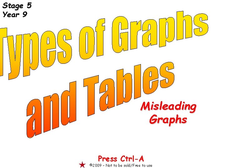 Stage 5 Year 9 Misleading Graphs Press Ctrl-A © 2009 – Not to be