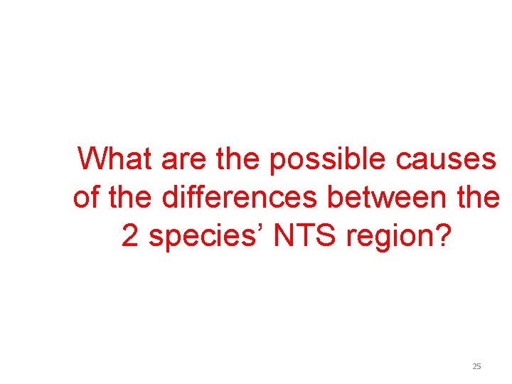 What are the possible causes of the differences between the 2 species’ NTS region? What are the possible causes of the differences between the 2 species’ NTS region?