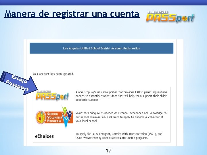 Manera de registrar una cuenta Esco Pas ja spo rt 17 