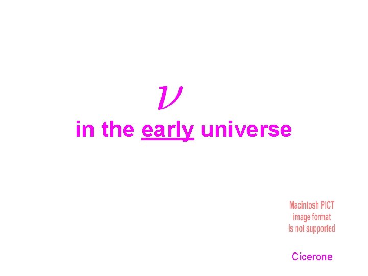in the early universe Cicerone 