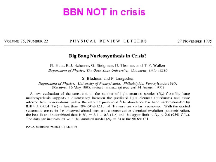 BBN NOT in crisis 
