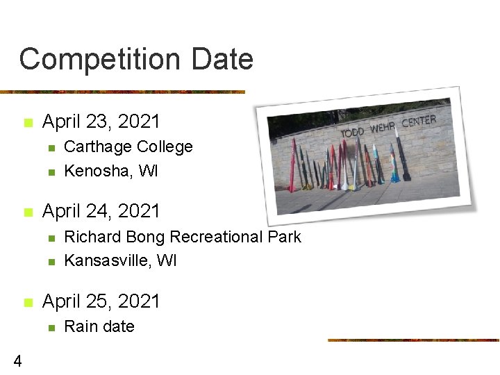 Competition Date n April 23, 2021 n n n April 24, 2021 n n