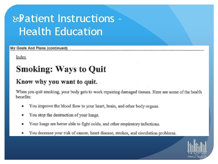  Patient Instructions – Health Education 