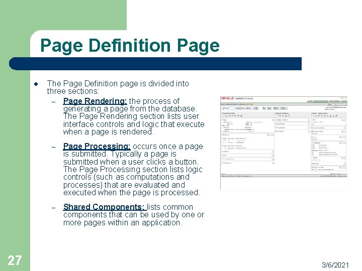 Page Definition Page l 27 The Page Definition page is divided into three sections: