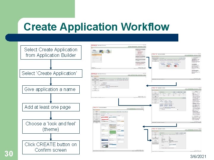 Create Application Workflow Select Create Application from Application Builder Select ‘Create Application’ Give application