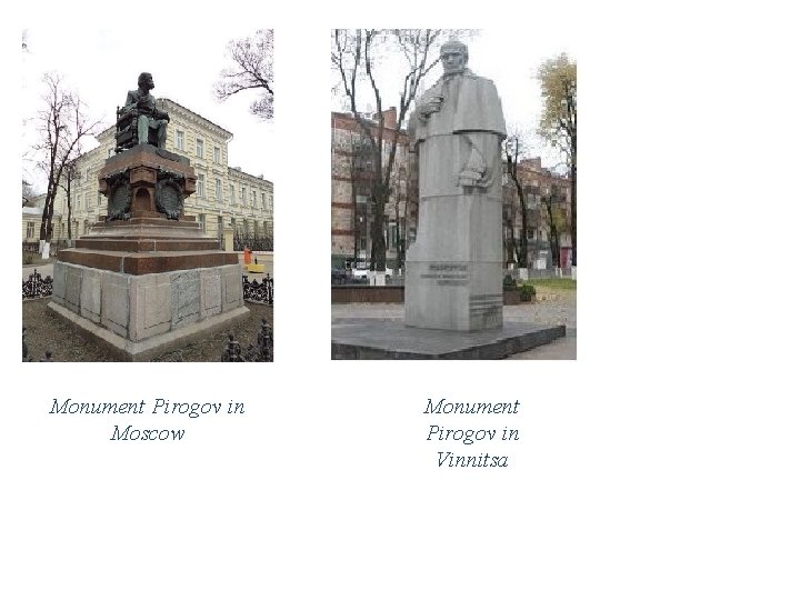 Monument Pirogov in Moscow Monument Pirogov in Vinnitsa Monument Pirogov in Moscow Monument Pirogov in Vinnitsa