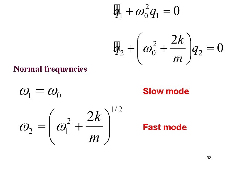 Normal frequencies Slow mode Fast mode 53 