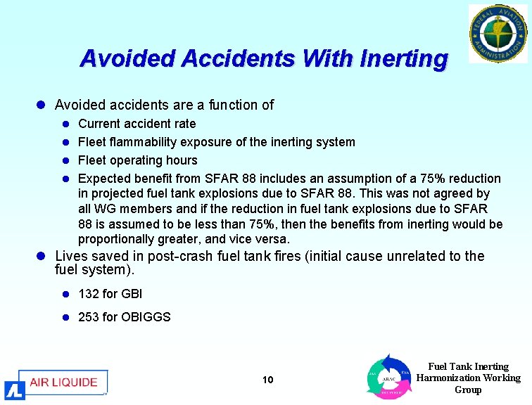 Avoided Accidents With Inerting l Avoided accidents are a function of Current accident rate