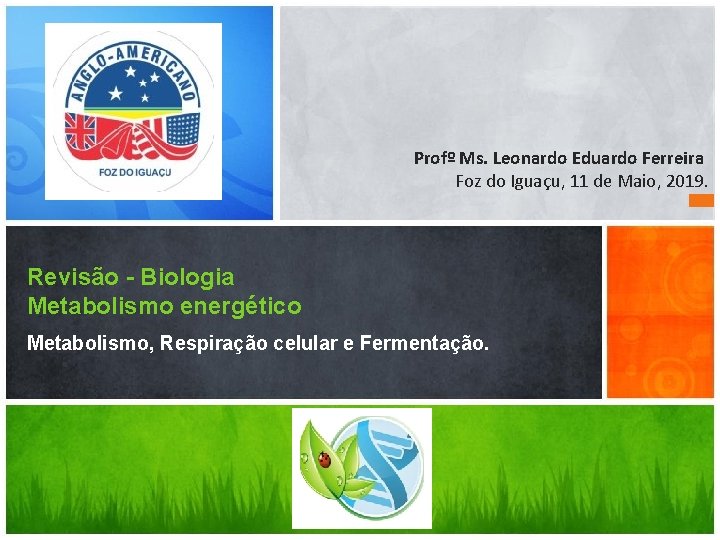 Profº Ms. Leonardo Eduardo Ferreira Foz do Iguaçu, 11 de Maio, 2019. Revisão -