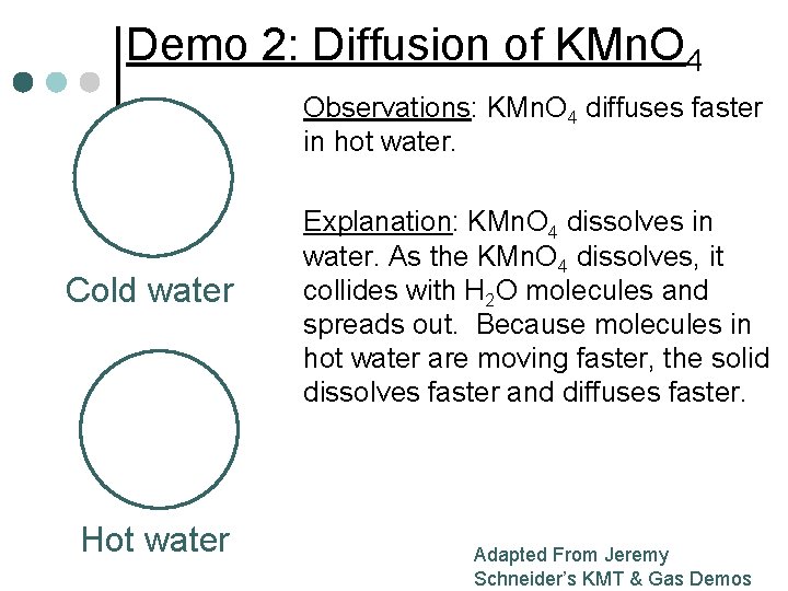 Demo 2: Diffusion of KMn. O 4 Observations: KMn. O 4 diffuses faster in
