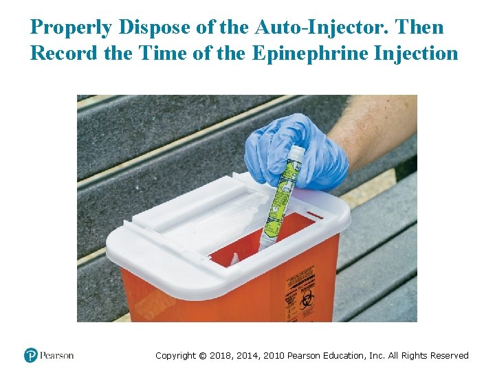 Properly Dispose of the Auto-Injector. Then Record the Time of the Epinephrine Injection Copyright