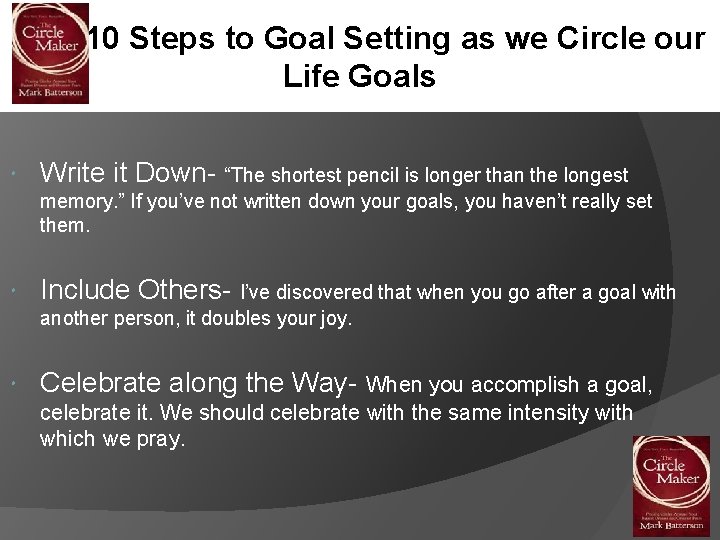 10 Steps to Goal Setting as we Circle our Life Goals Write it Down-