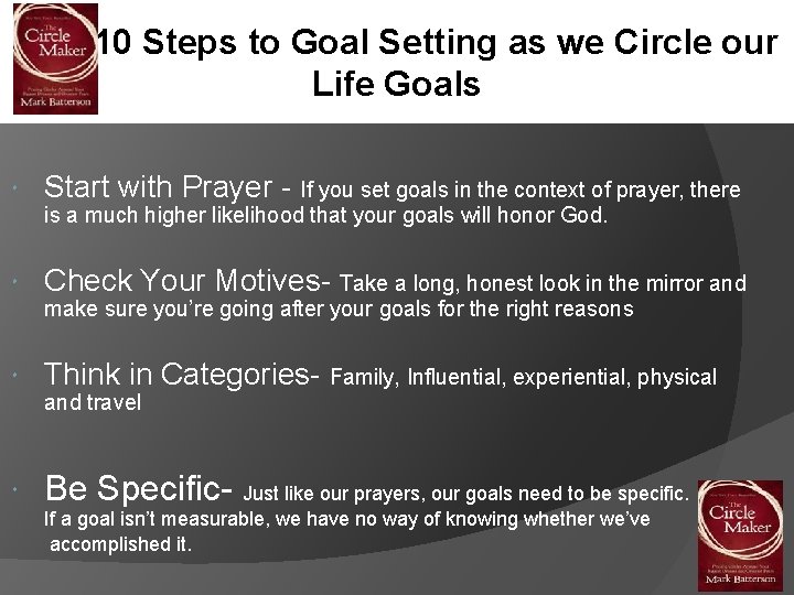 10 Steps to Goal Setting as we Circle our Life Goals Start with Prayer