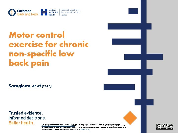 Motor control exercise for chronic non-specific low back pain Saragiotto et al (2016) Trusted