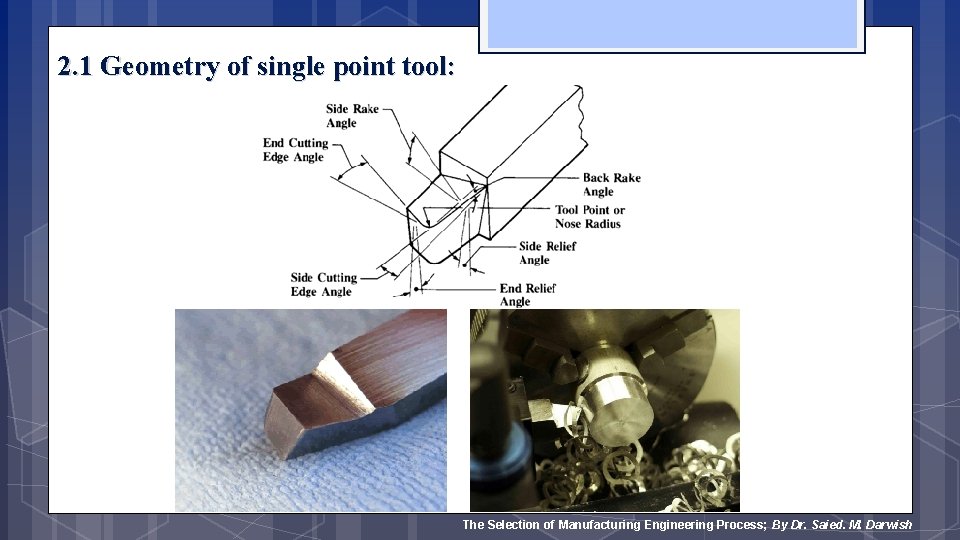 2. 1 Geometry of single point tool: The Selection of Manufacturing Engineering Process; By